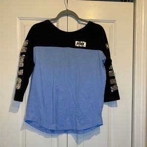 Blue and black pink shirt